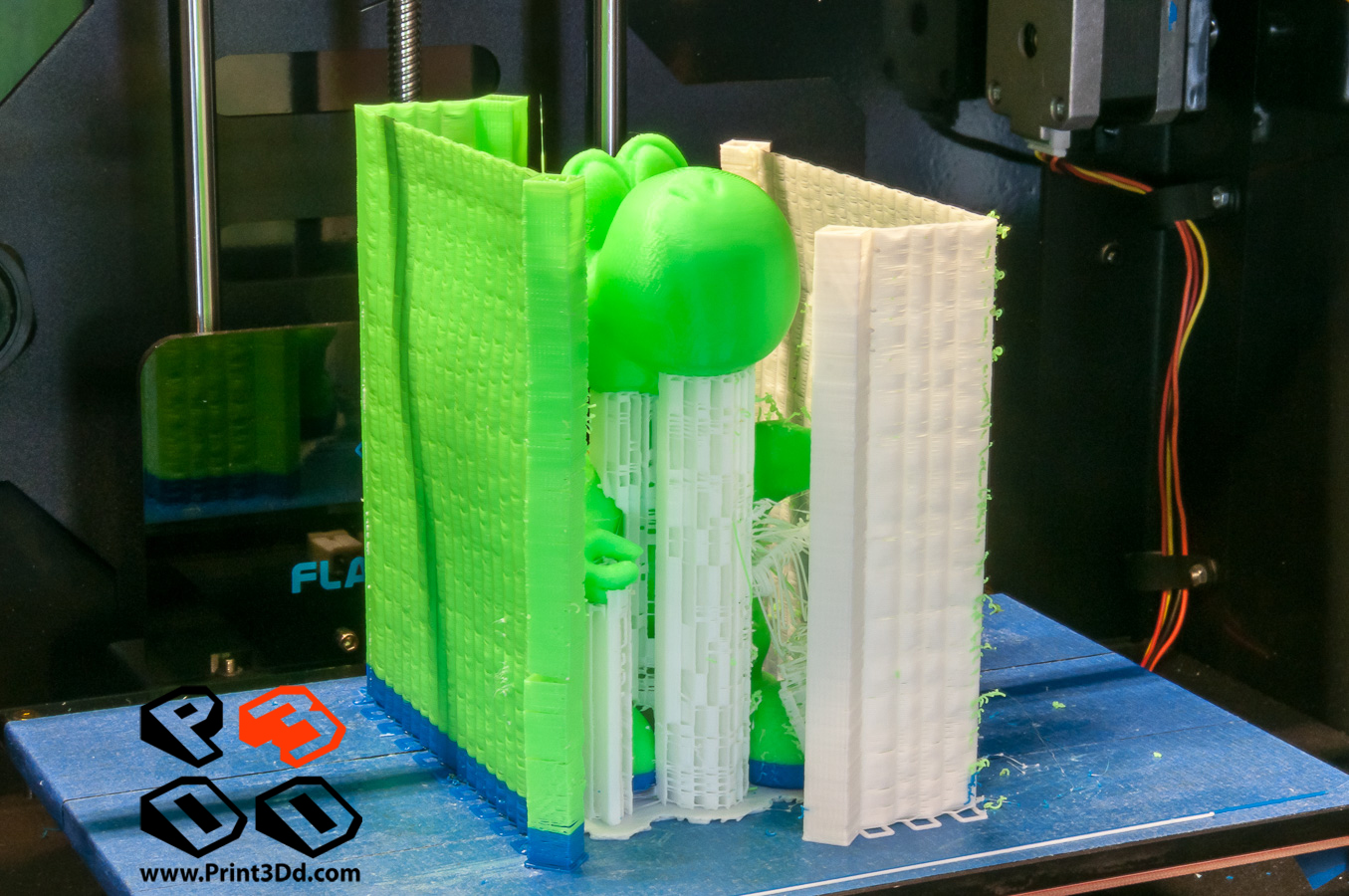 3D Printing Yoshi ใช้เครื่อง 2หัวฉีด ABS และ HIPS