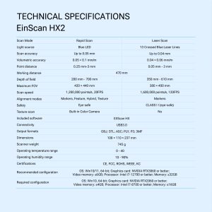 EinScan HX2 – 3D Scanner Hybrid Blue Laser & Blue LED