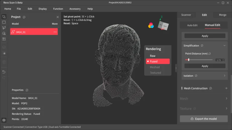Read more about the article กระบวนการ การประมวลผล Point Cloud ของโปรแกรมRevo Scan