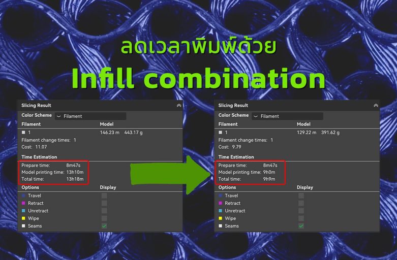 พิมพ์งานได้เร็วขึ้นด้วย Infill Combination